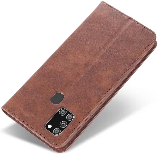 AZNS Samsung Galaxy A21S Hoesje Wallet Book Case Kunstleer Coffee afbeelding 12