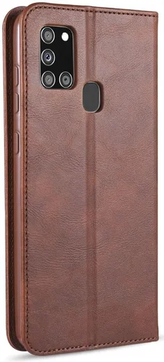 AZNS Samsung Galaxy A21S Hoesje Wallet Book Case Kunstleer Coffee afbeelding 14