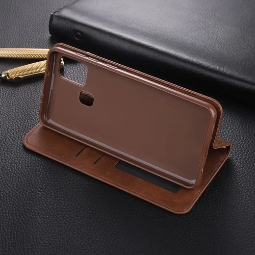 AZNS Samsung Galaxy A21S Hoesje Wallet Book Case Kunstleer Coffee afbeelding 9