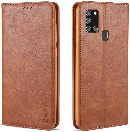 AZNS Samsung Galaxy A21S Hoesje Wallet Book Case Kunstleer Bruin afbeelding 1