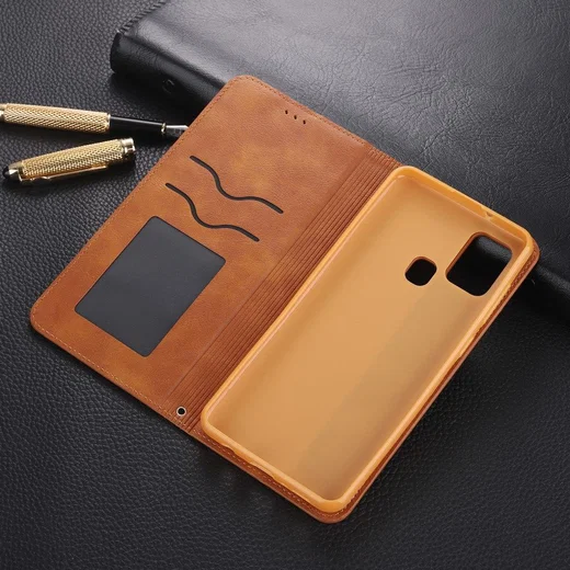 AZNS Samsung Galaxy A21S Hoesje Wallet Book Case Kunstleer Bruin afbeelding 7