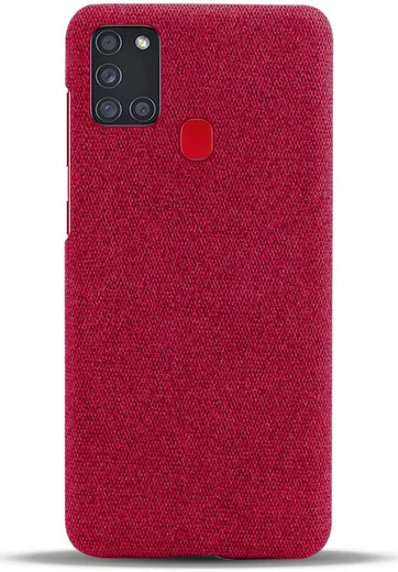 Samsung Galaxy A21S Stof Hard Back Cover Rood afbeelding 2