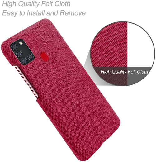 Samsung Galaxy A21S Stof Hard Back Cover Rood afbeelding 3