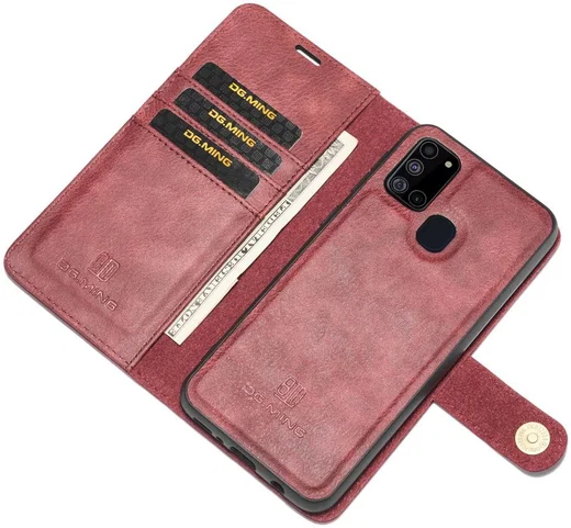 Samsung Galaxy A21s Hoesje 2-in-1 Book Case en Back Cover Rood afbeelding 2