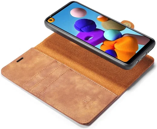 Samsung Galaxy A21s Hoesje 2-in-1 Book Case en Back Cover Bruin afbeelding 1