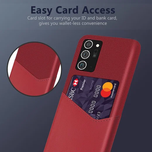 Samsung Galaxy Note 20 Ultra Stoffen Hoesje met Kaartsleuf Rood afbeelding 4