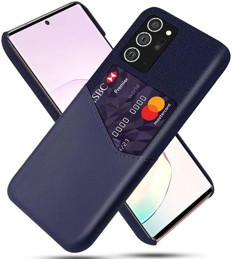 Samsung Galaxy Note 20 Ultra Stoffen Hoesje met Kaartsleuf Blauw afbeelding 1