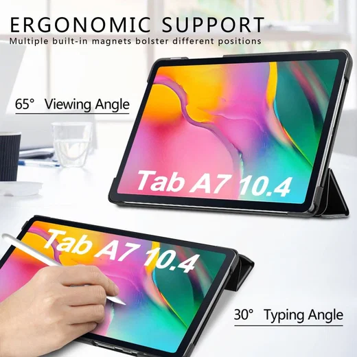 Samsung Galaxy Tab A7 (2020 / 2022) Hoes Tri-Fold Book Cover Zwart afbeelding 2
