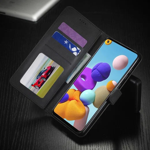 Samsung Galaxy A21S Stijlvol Vintage Portemonnee Bookcase Hoesje Zwart afbeelding 6