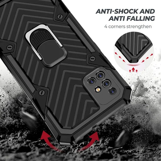 Samsung Galaxy A71 Hoesje met Kickstand Ring Zwart afbeelding 3