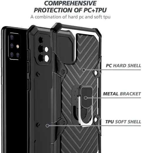 Samsung Galaxy A71 Hoesje met Kickstand Ring Zwart afbeelding 4