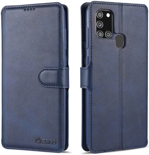 AZNS Samsung Galaxy A21S Portemonnee Stand Hoesje Blauw afbeelding 1