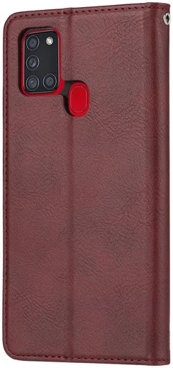 Samsung Galaxy A21S Hoesje Portemonnee Book Case Stand Donkerbruin afbeelding 2