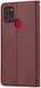 Samsung Galaxy A21S Hoesje Portemonnee Book Case Stand Donkerbruin afbeelding 2