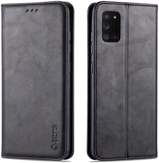 AZNS Retro Samsung Galaxy A41 Portemonnee Stand Hoesje Zwart afbeelding 1