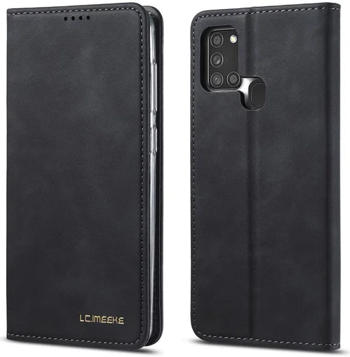 Samsung Galaxy A21s Hoesje Portemonnee Stand Bookcase Kunstleer Zwart afbeelding 1