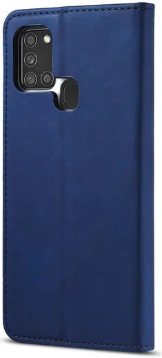 Samsung Galaxy A21s Hoesje Portemonnee Stand Bookcase Kunstleer Blauw afbeelding 3