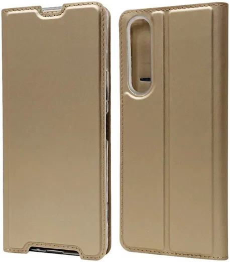 Sony Xperia 1 II Hoesje Vintage Bookcase met Kaarthouder Goud afbeelding 1