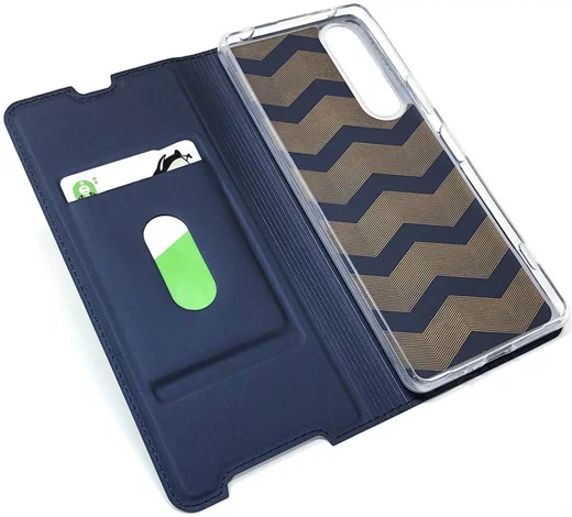 Sony Xperia 1 II Hoesje Vintage Bookcase met Kaarthouder Blauw afbeelding 8