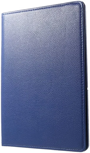 Huawei MediaPad T5 Litchi Skin Hoes met Roterende Stand Donker Blauw afbeelding 6
