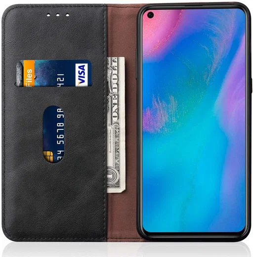 Huawei P30 Pro Crazy Horse Kunstlederen Portemonnee Hoesje Zwart afbeelding 3