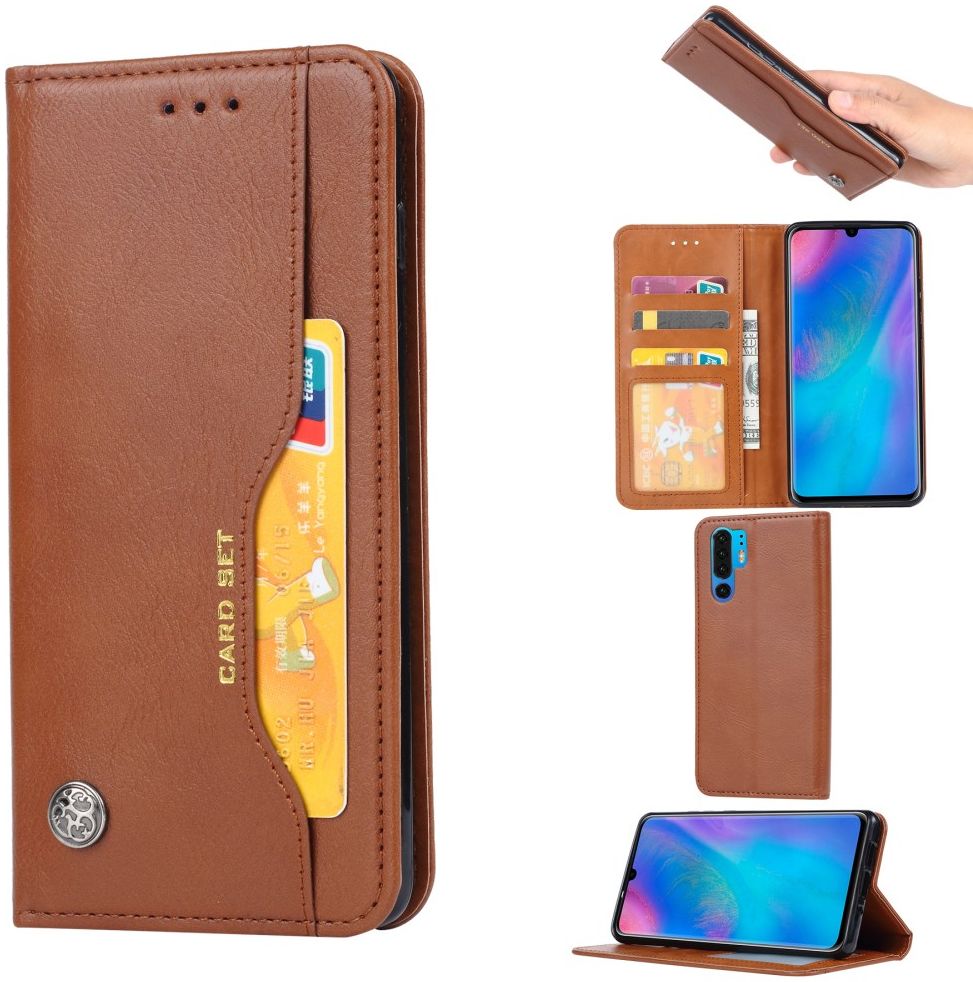 Huawei P30 Pro Portemonnee Stand Hoesje met Kaartsleuf Bruin afbeelding 4