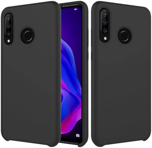 Huawei P30 Lite Siliconen Back Cover Hoesje Zwart afbeelding 1