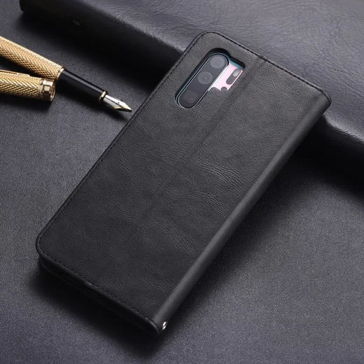 AZNS Retro Huawei P30 Pro Portemonnee Stand Hoesje Zwart afbeelding 2