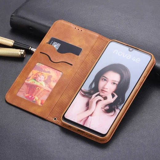 Huawei P30 Lite Crazy Horse Portemonnee Stand Hoesje Bruin afbeelding 1