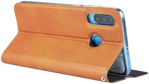 Huawei P30 Lite Kunstlederen Portemonnee Hoesje met Polsband Bruin afbeelding 5