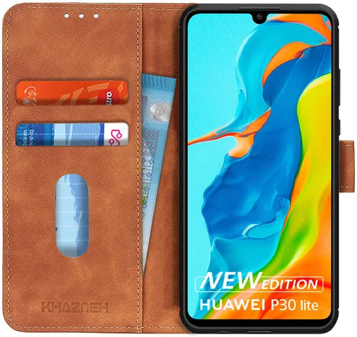 Huawei P30 Lite New Edition Hoesje Portemonnee Vintage Bruin afbeelding 1