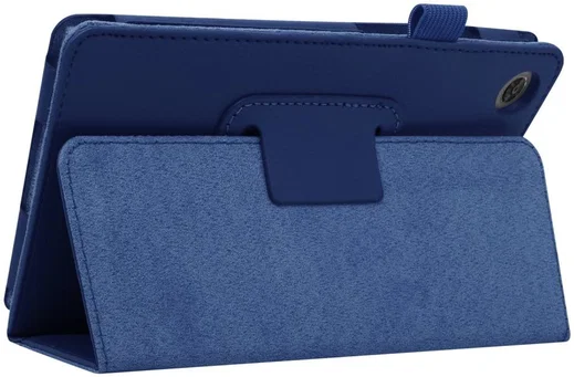 Lenovo Tab M8 Litchi Skin Two-Fold Book Case Hoes Donker Blauw afbeelding 5
