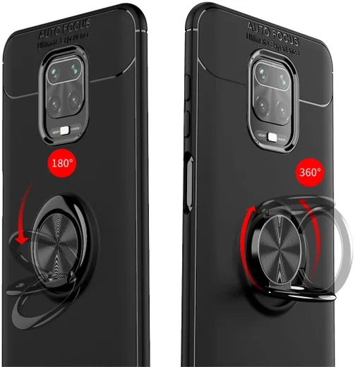 Xiaomi Redmi Note 9S / Note 9 Pro Hoesje met Ring Kickstand Zwart afbeelding 2
