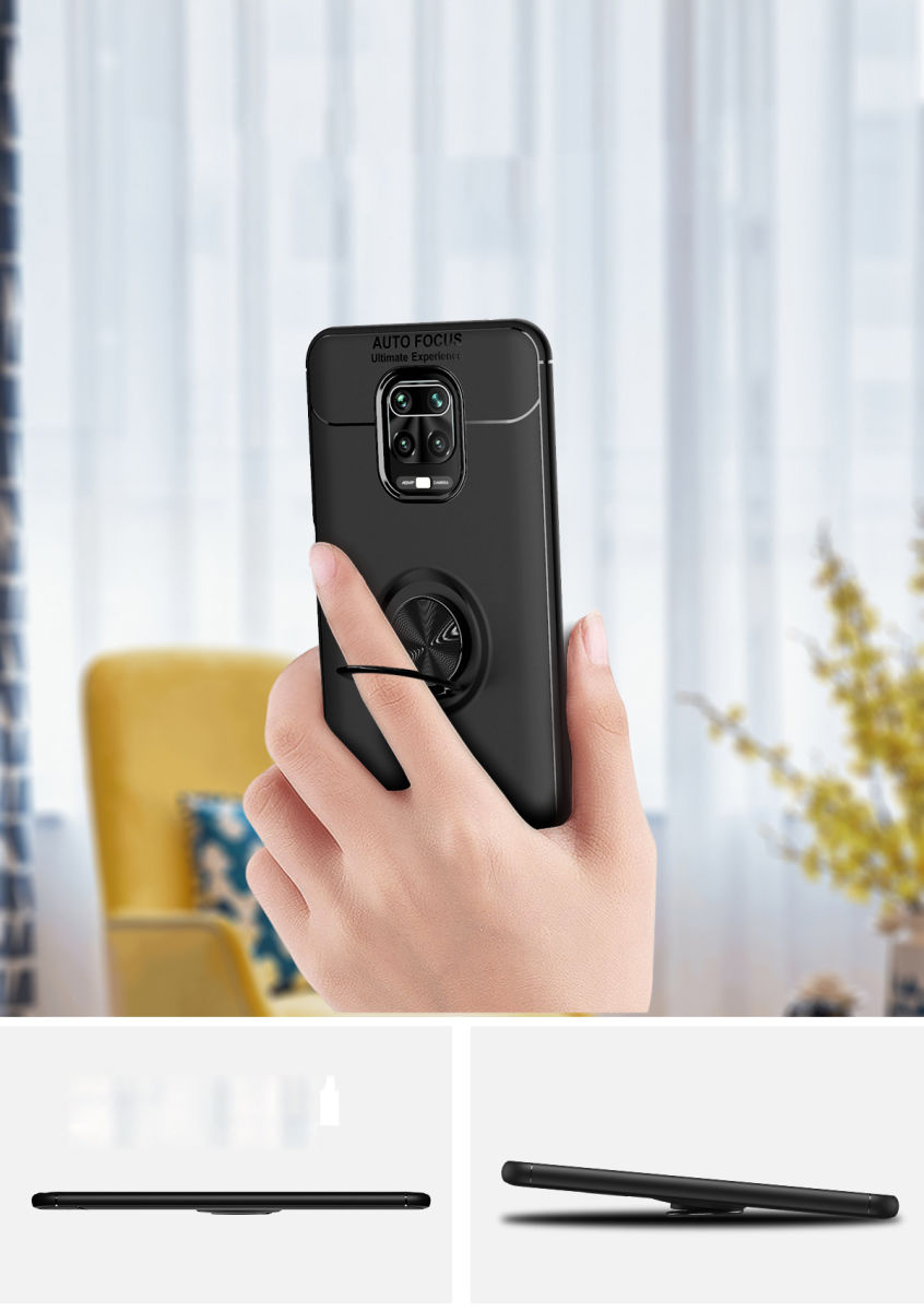Xiaomi Redmi Note 9S / Note 9 Pro Hoesje met Ring Kickstand Zwart afbeelding 6