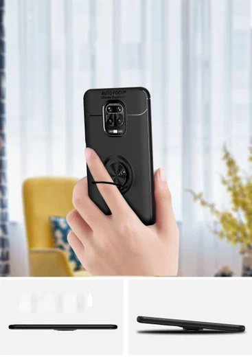 Xiaomi Redmi Note 9S / Note 9 Pro Hoesje met Ring Kickstand Zwart afbeelding 6