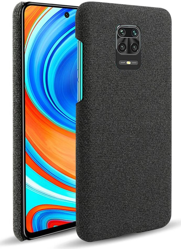 Xiaomi Redmi Note 9S / Note 9 Pro Stoffen Hoesje Back Cover Zwart afbeelding 1