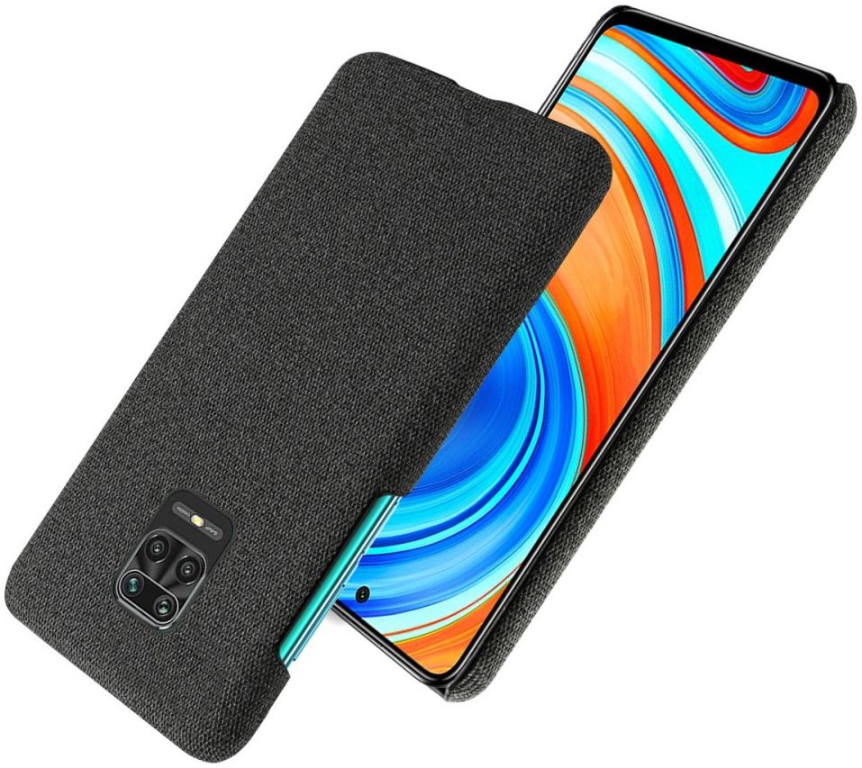 Xiaomi Redmi Note 9S / Note 9 Pro Stoffen Hoesje Back Cover Zwart afbeelding 2