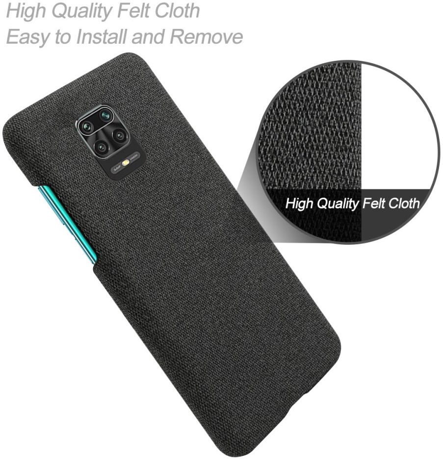 Xiaomi Redmi Note 9S / Note 9 Pro Stoffen Hoesje Back Cover Zwart afbeelding 4