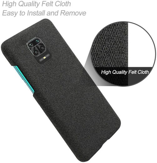 Xiaomi Redmi Note 9S / Note 9 Pro Stoffen Hoesje Back Cover Zwart afbeelding 4