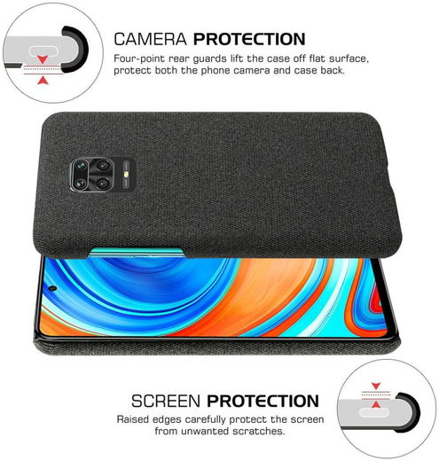 Xiaomi Redmi Note 9S / Note 9 Pro Stoffen Hoesje Back Cover Zwart afbeelding 5