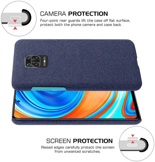 Xiaomi Redmi Note 9S / Note 9 Pro Stoffen Hoesje Back Cover Blauw afbeelding 5
