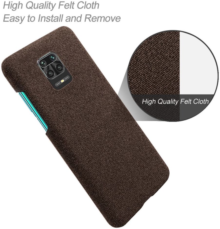 Xiaomi Redmi Note 9S / Note 9 Pro Stoffen Hoesje Back Cover Bruin afbeelding 4