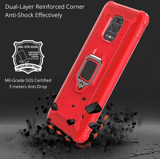 Xiaomi Redmi Note 9S / Note 9 Pro Hybride Hoesje Met Kickstand Rood afbeelding 4