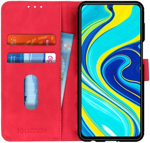 Xiaomi Redmi Note 9S / Note 9 Pro Hoesje Vintage Wallet Rood afbeelding 1