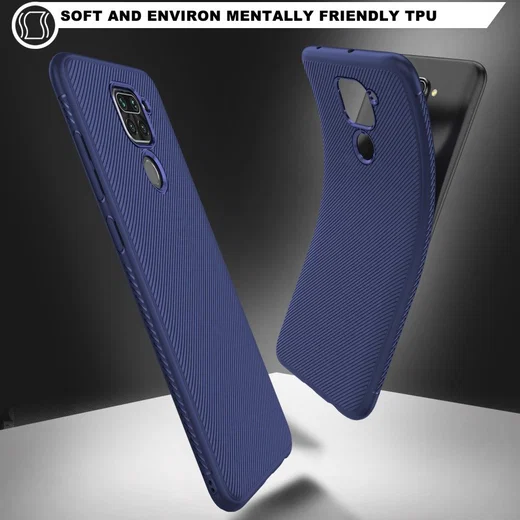 Xiaomi Redmi Note 9 Hoesje Twill Slim Textuur Blauw afbeelding 4