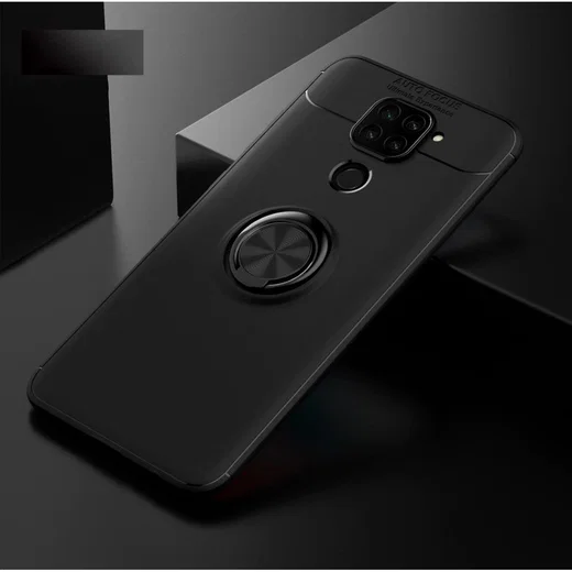 Xiaomi Redmi Note 9 Hoesje met Ring Kickstand Zwart afbeelding 2