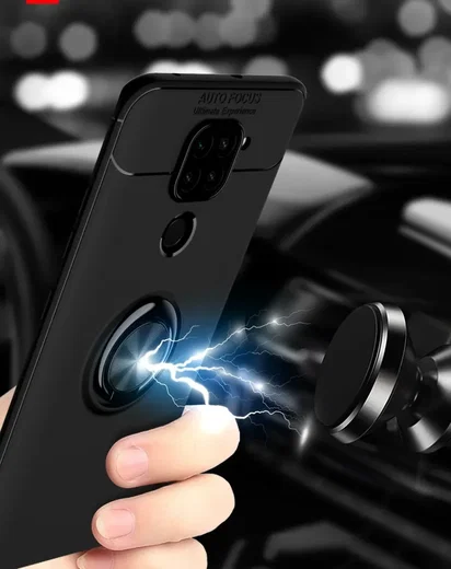Xiaomi Redmi Note 9 Hoesje met Ring Kickstand Zwart afbeelding 9