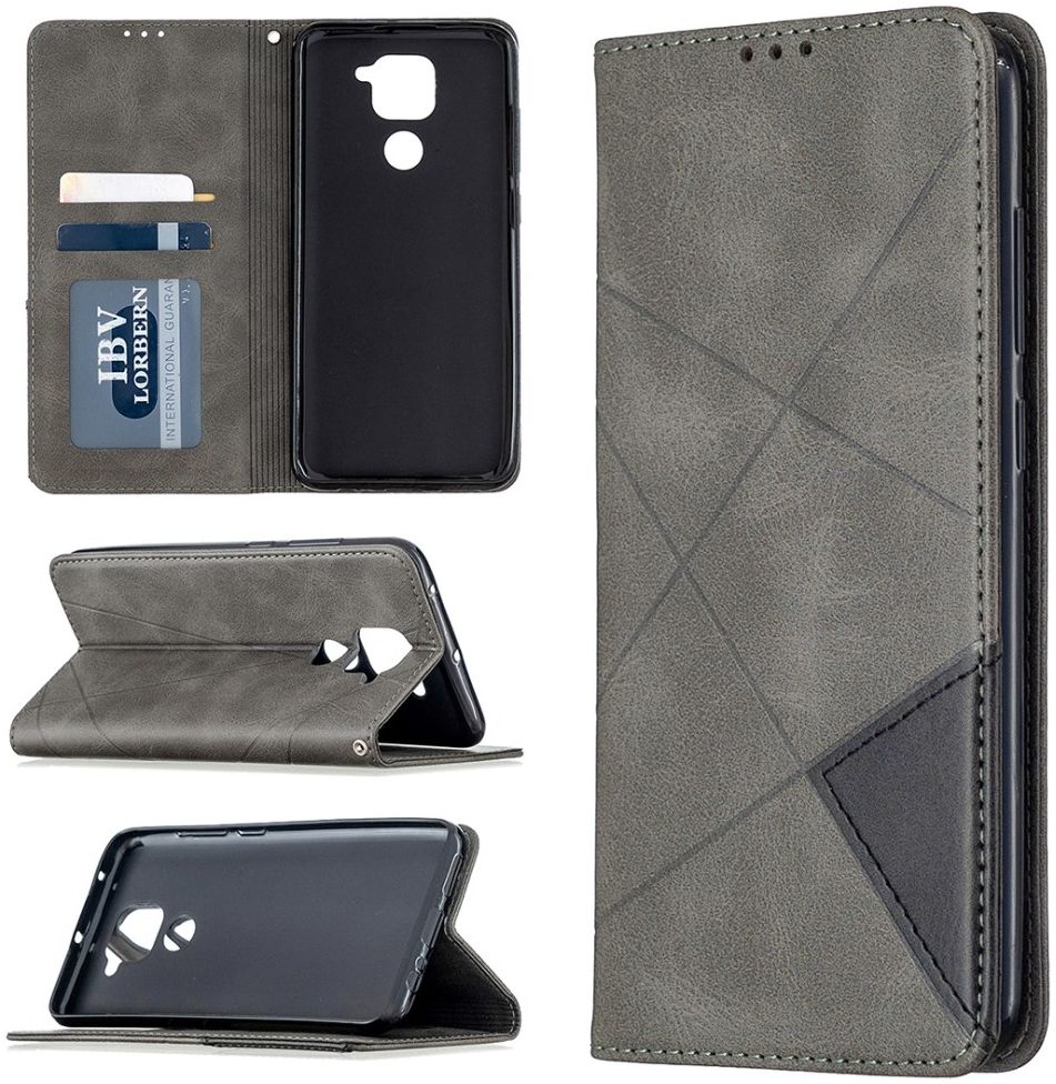 Xiaomi Redmi Note 9 Hoesje Geometrie Portemonnee Grijs afbeelding 3