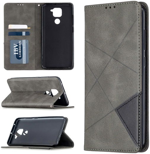 Xiaomi Redmi Note 9 Hoesje Geometrie Portemonnee Grijs afbeelding 3