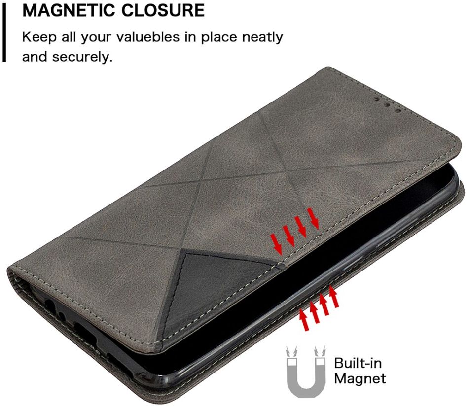 Xiaomi Redmi Note 9 Hoesje Geometrie Portemonnee Grijs afbeelding 6